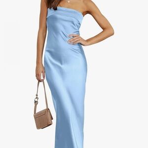Elegant Blue Strapless Dress
